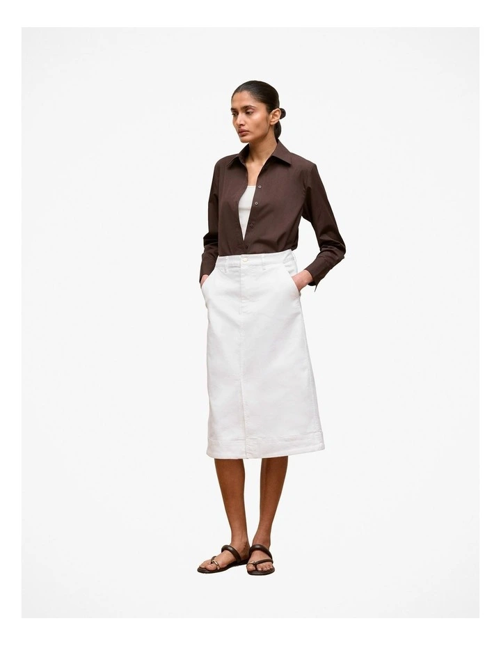 Denim A-line Skirt in White image 3