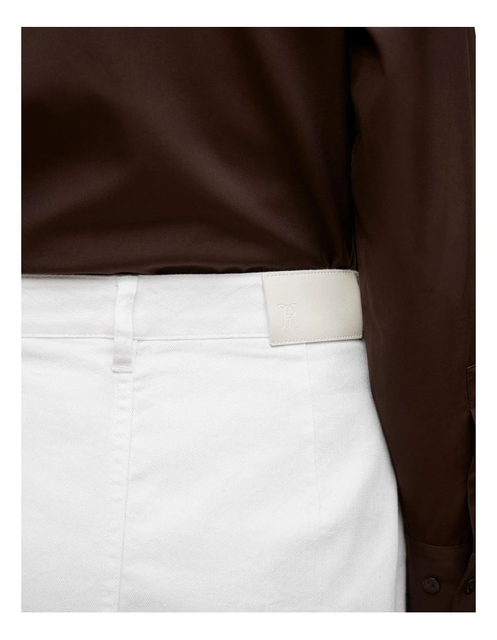 Denim A-line Skirt in White image 4