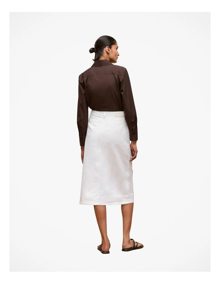 Denim A-line Skirt in White image 5