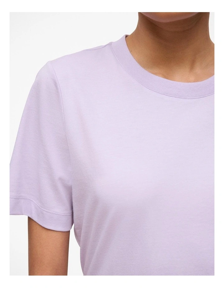 Cotton Crew T-shirt in Orchid image 3