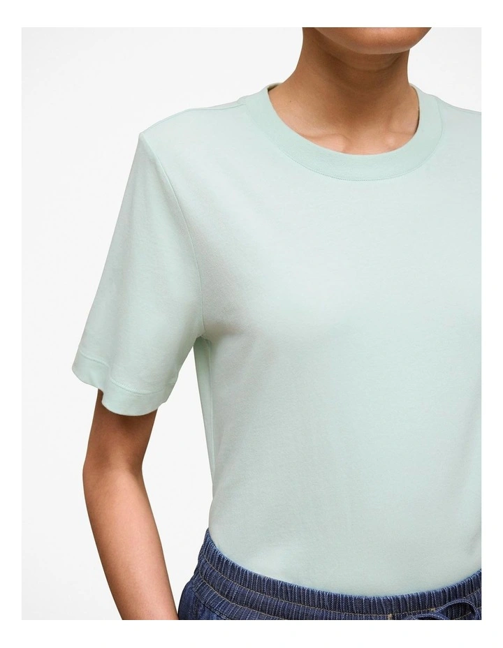 Cotton Crew T-shirt in Light Mint image 3