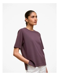Modal Cotton Boxy Crew T-shirt in Dark Plum