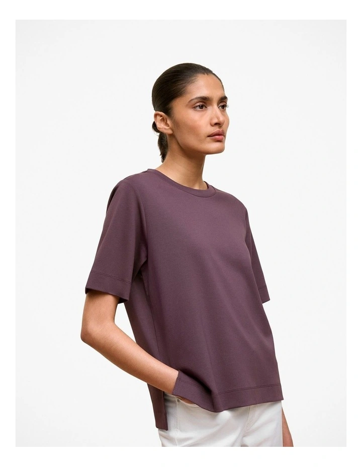 Modal Cotton Boxy Crew T-shirt in Dark Plum image 1