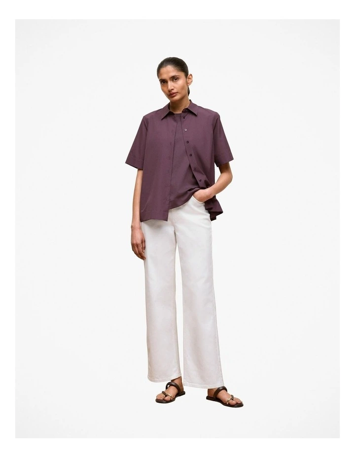Modal Cotton Boxy Crew T-shirt in Dark Plum image 2