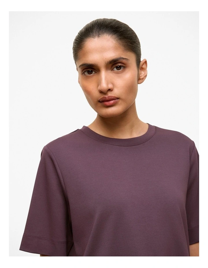 Modal Cotton Boxy Crew T-shirt in Dark Plum image 3