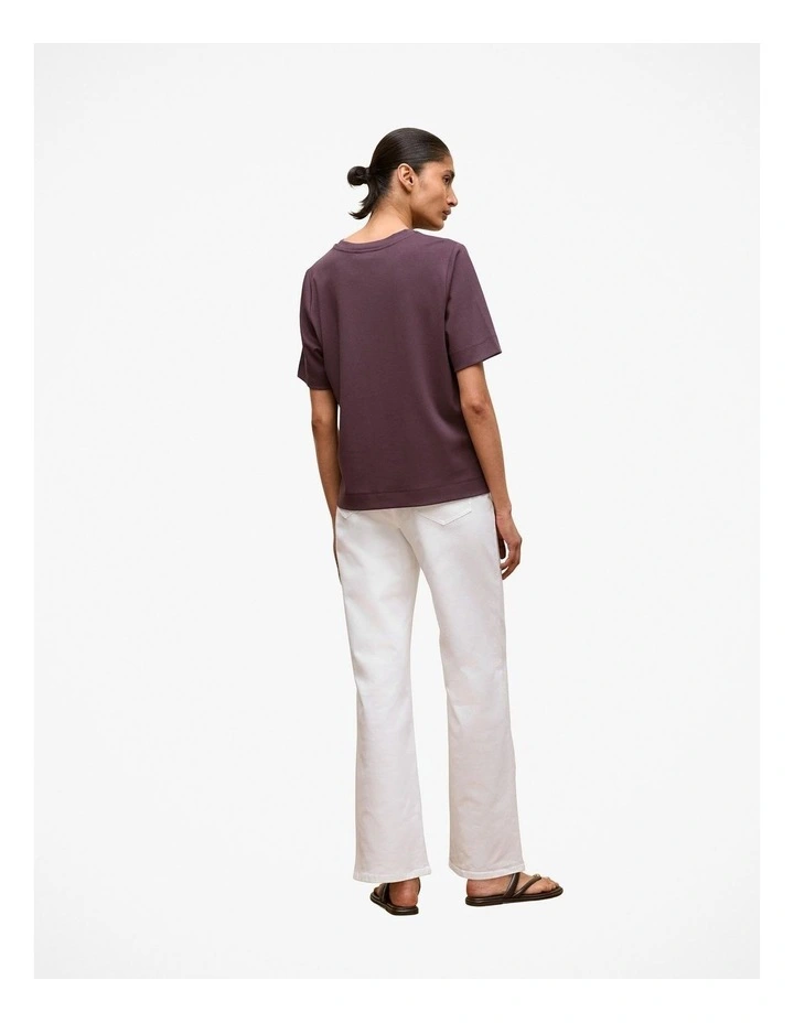 Modal Cotton Boxy Crew T-shirt in Dark Plum image 4