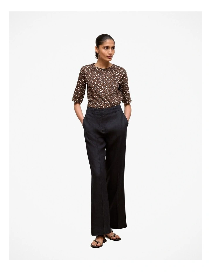 Cotton Leopard Half Sleeve T-shirt in Bitter Chocolate image 2