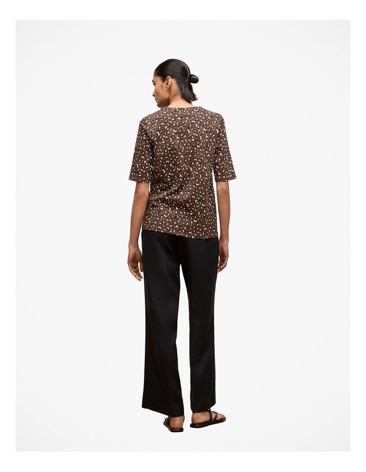 Cotton Leopard Half Sleeve T-shirt in Bitter Chocolate image 4
