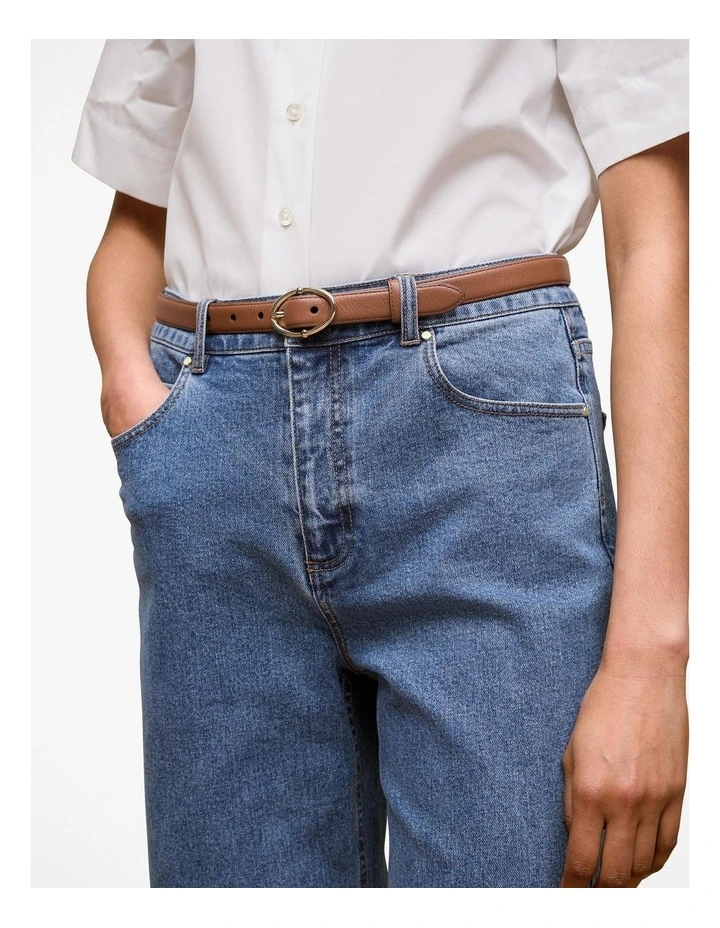 Signature Link Slim Belt in Cognac image 2