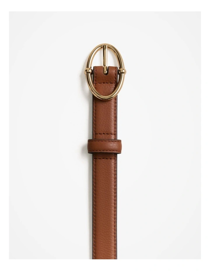 Signature Link Slim Belt in Cognac image 3