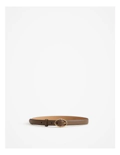 Signature Link Slim Belt in Olive