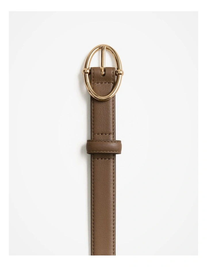 Signature Link Slim Belt in Olive image 3