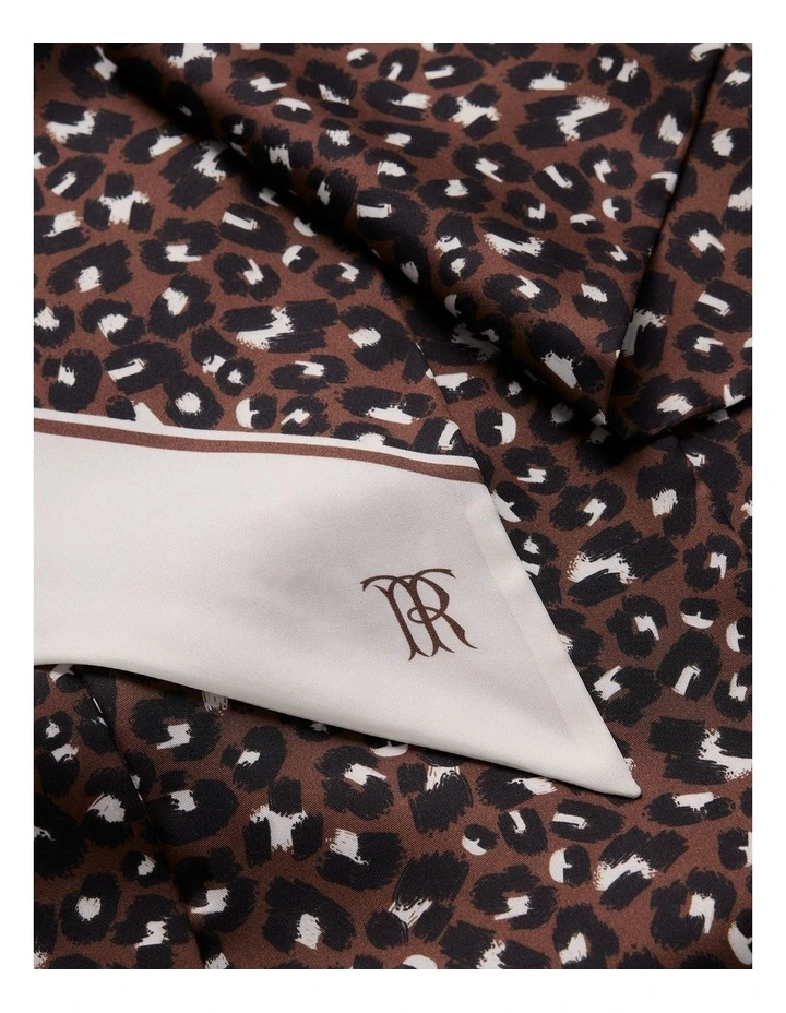 Silk Leopard Scarf in Bitter Chocolate image 3