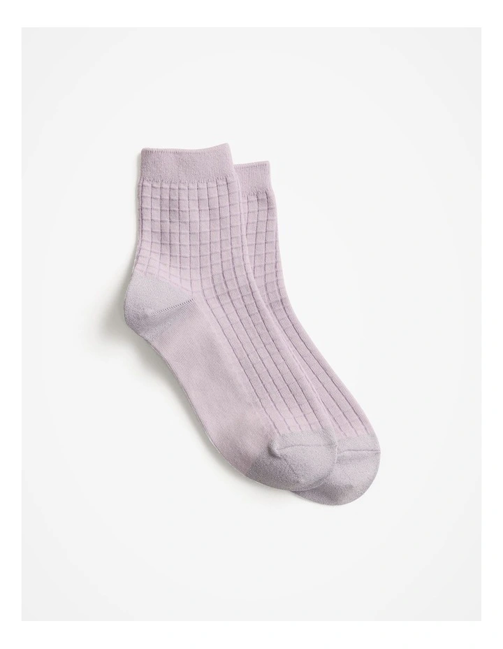Textured Grid 1/4 Crew Sock in Orchid image 1