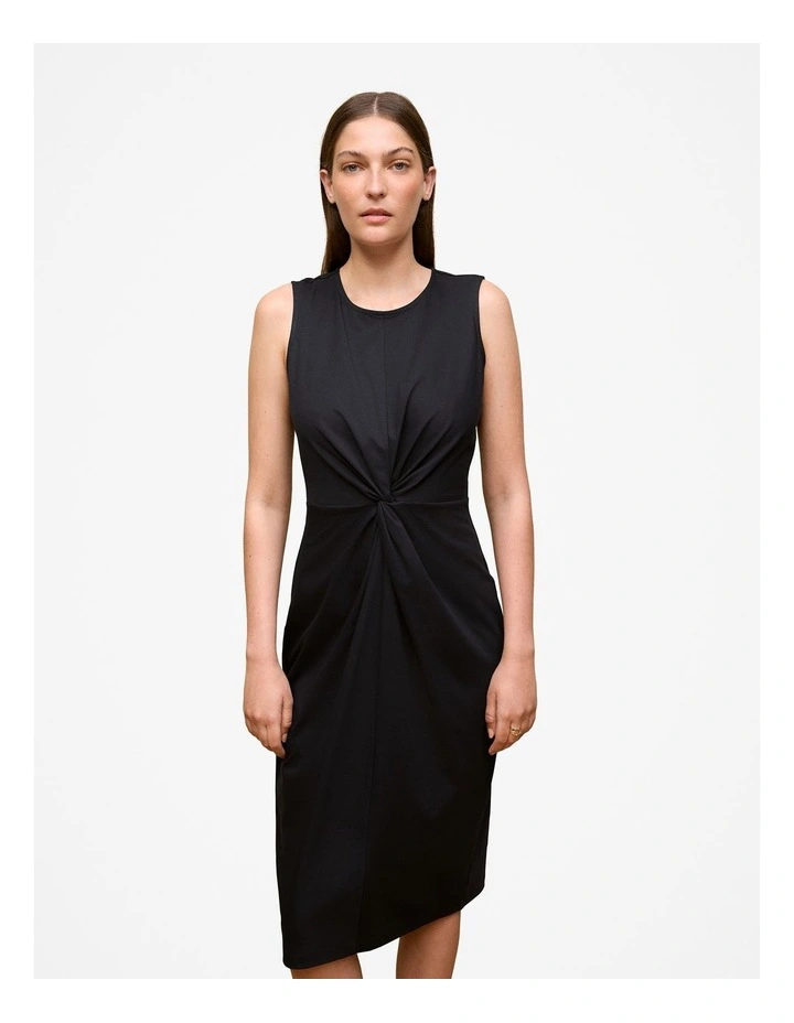 Cotton Twist Front Dress in Black image 1