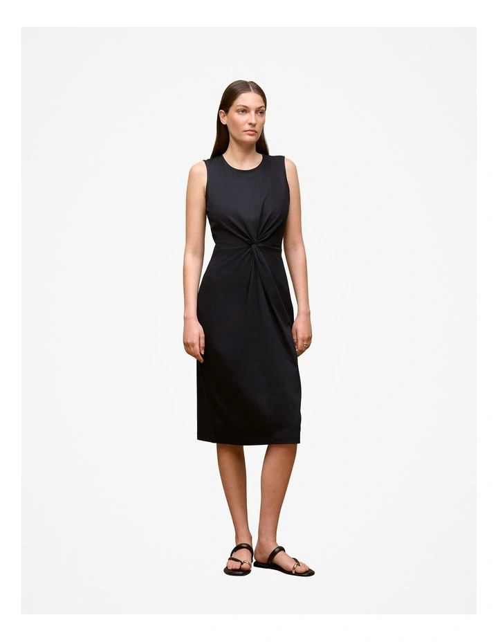 Cotton Twist Front Dress in Black image 2
