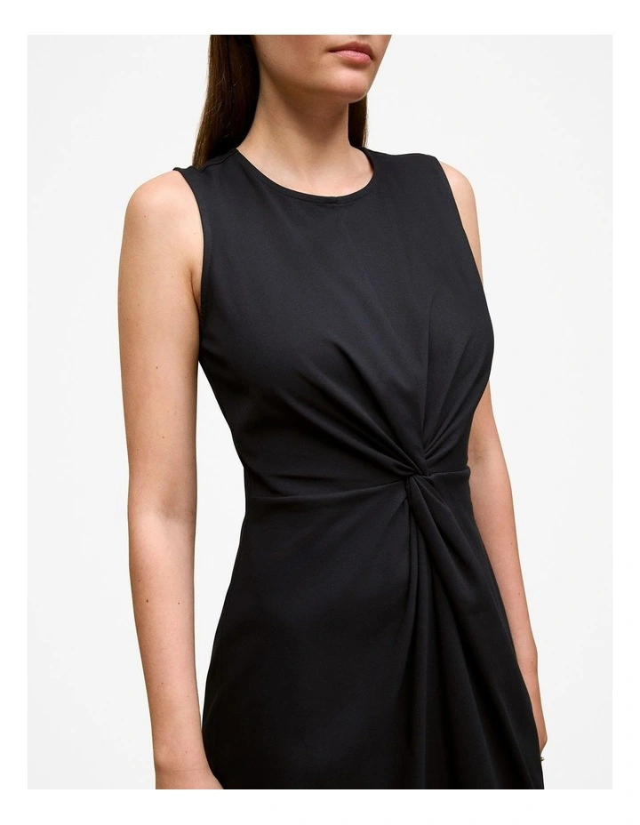 Cotton Twist Front Dress in Black image 3