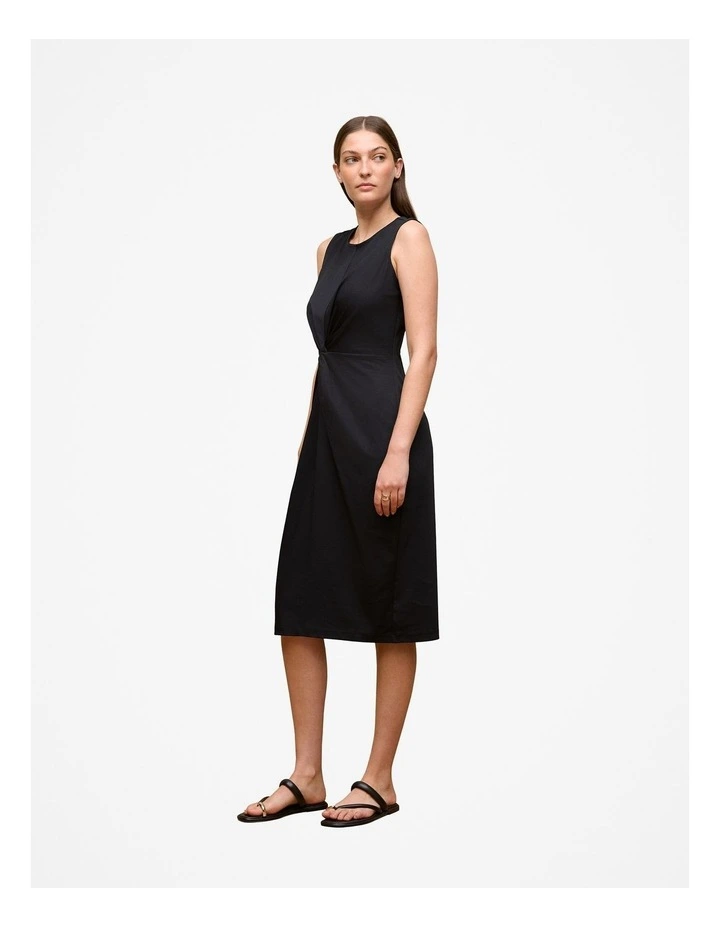 Cotton Twist Front Dress in Black image 4