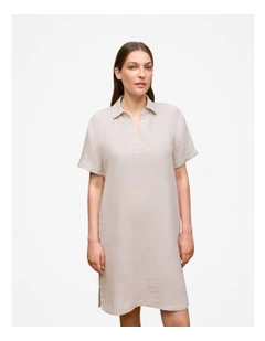 Linen Popover Shift Dress in Flax