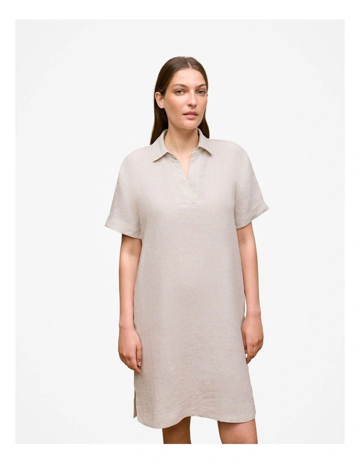 Linen Popover Shift Dress in Flax image 1