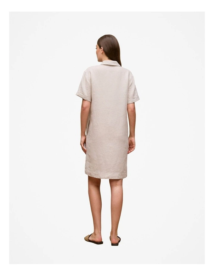 Linen Popover Shift Dress in Flax image 4