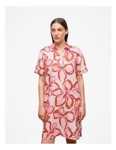 Peony Linen Popover Shift Dress in Soft Pink