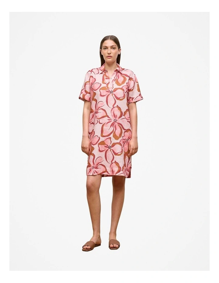Peony Linen Popover Shift Dress in Soft Pink image 2