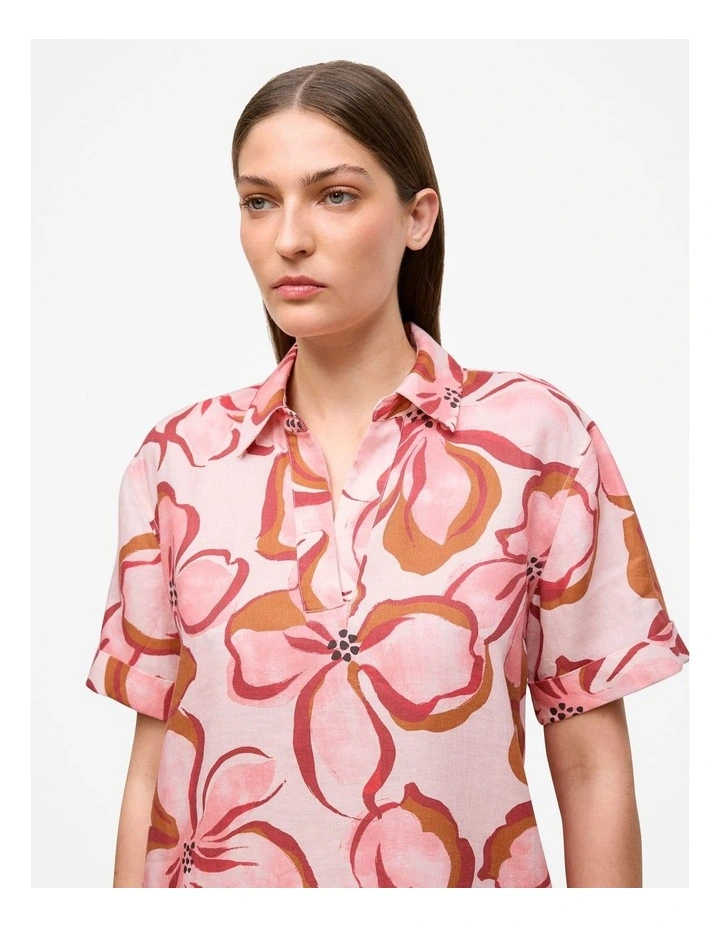 Peony Linen Popover Shift Dress in Soft Pink image 3