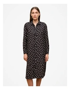Spot Relaxed Shirt Dress in Black