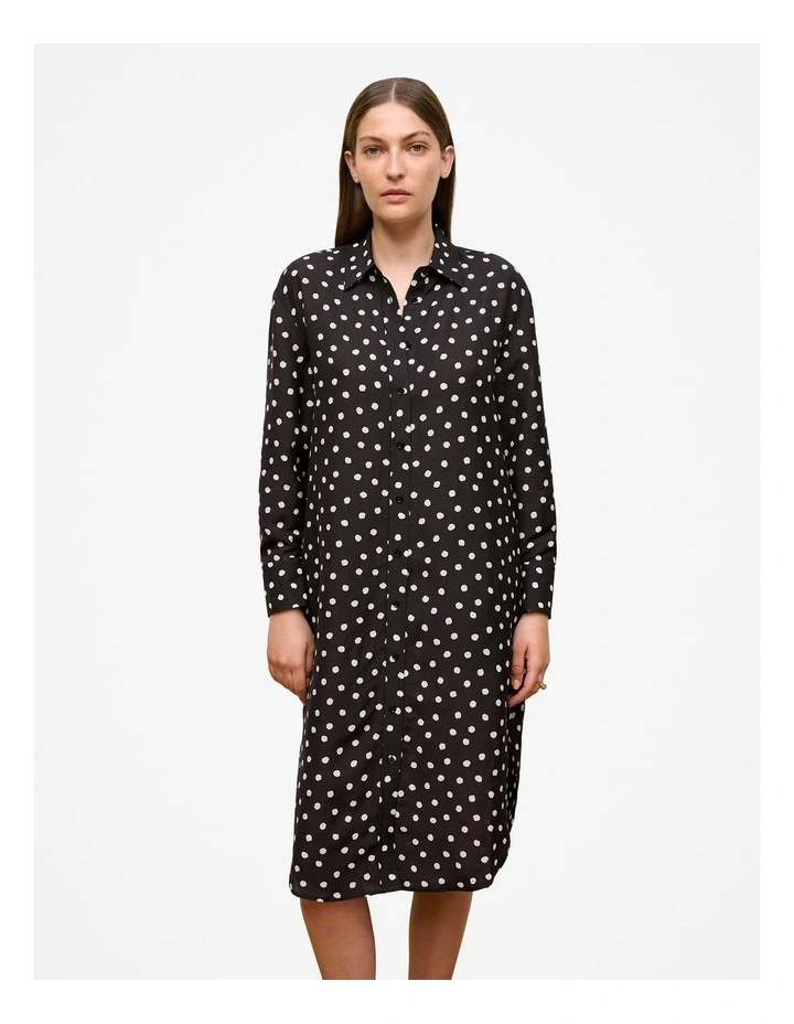 Spot Relaxed Shirt Dress in Black image 1