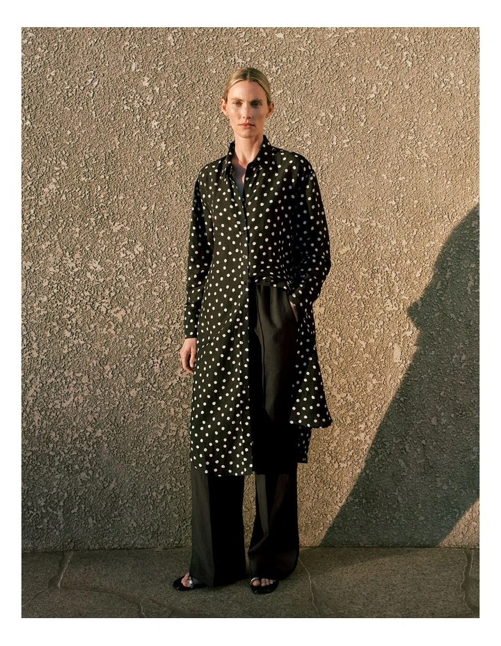 Spot Relaxed Shirt Dress in Black image 2
