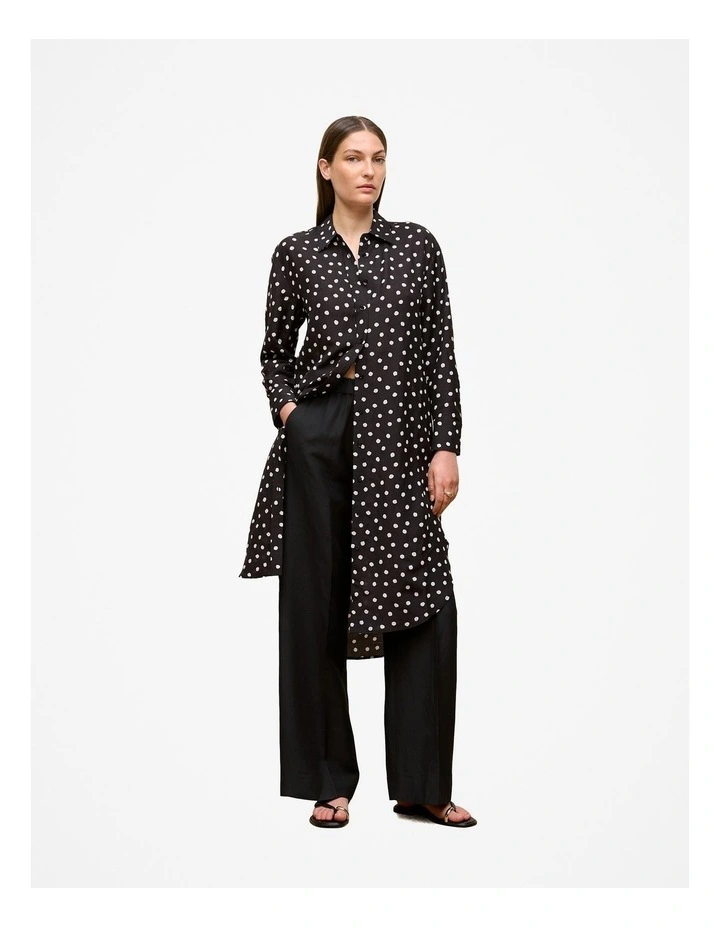 Spot Relaxed Shirt Dress in Black image 3