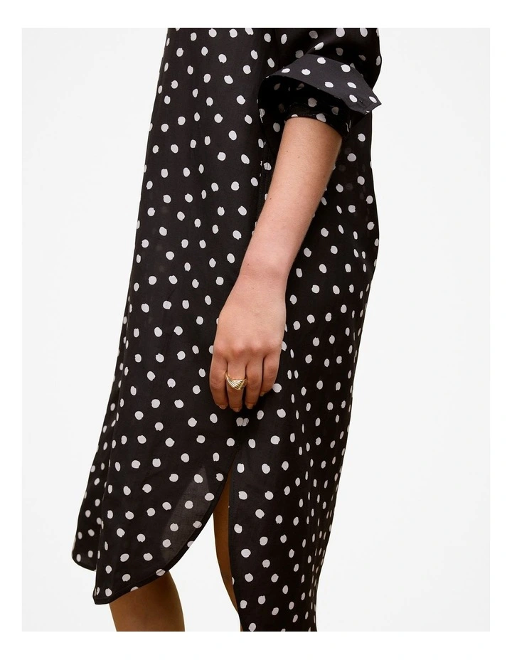 Spot Relaxed Shirt Dress in Black image 4
