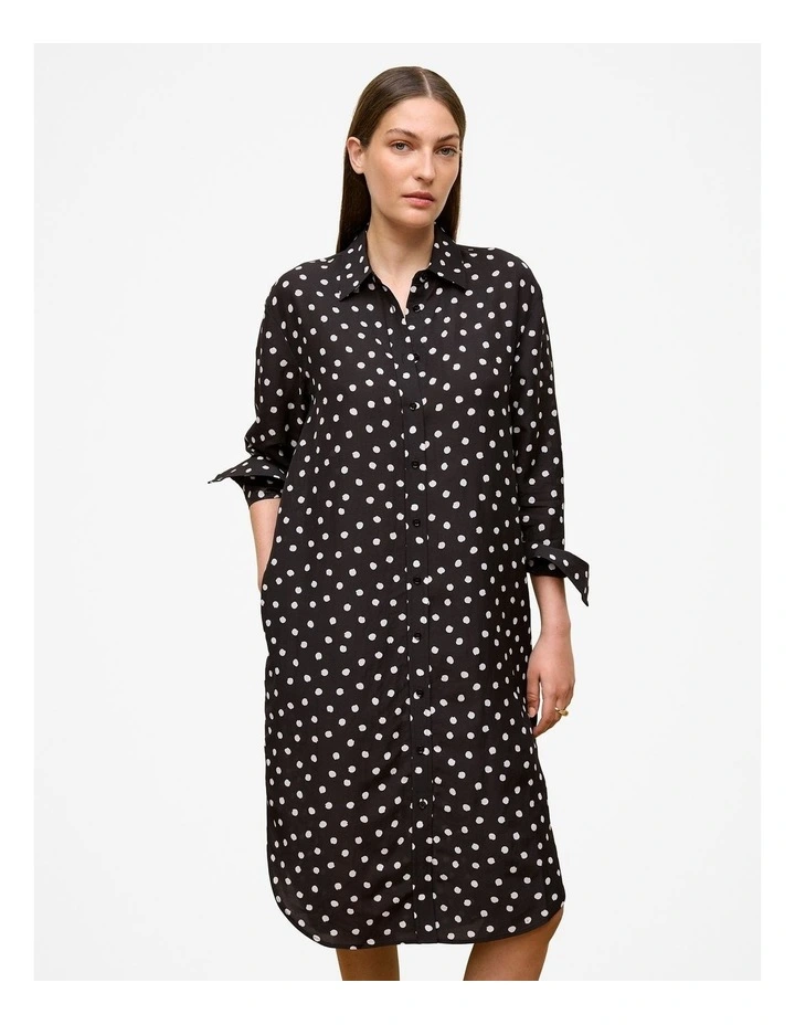 Spot Relaxed Shirt Dress in Black image 5