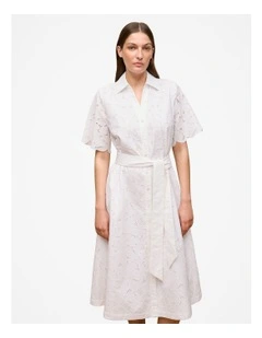 Peony Cutwork Dress in White