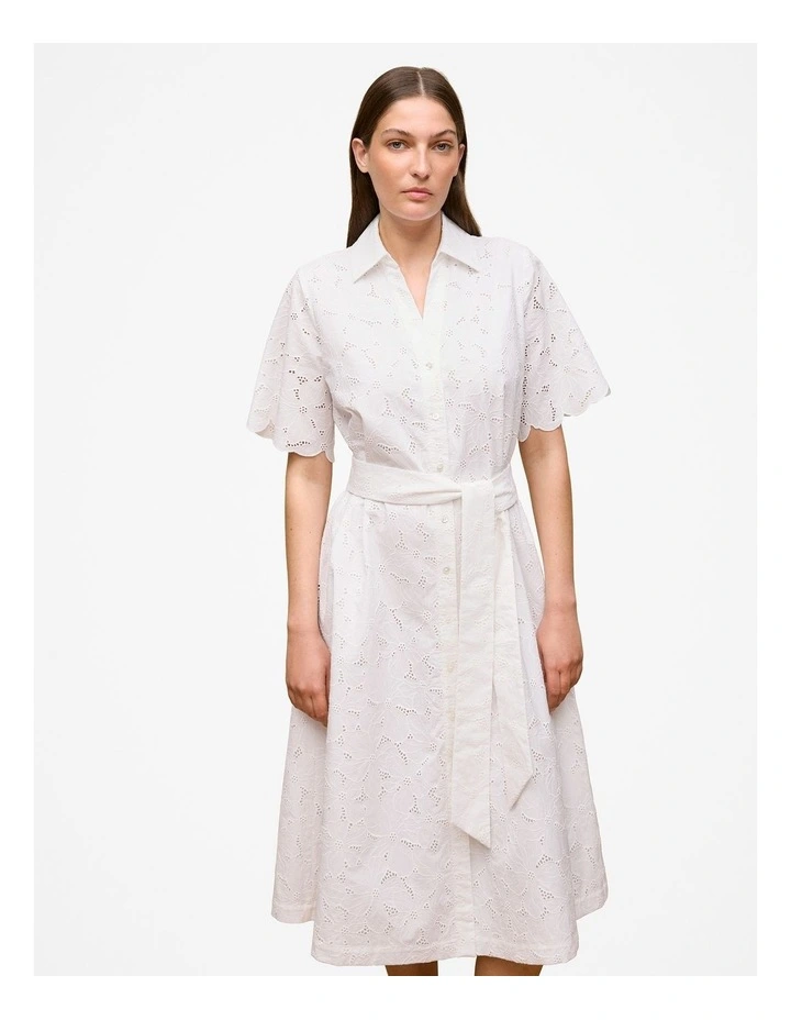 Peony Cutwork Dress in White image 1