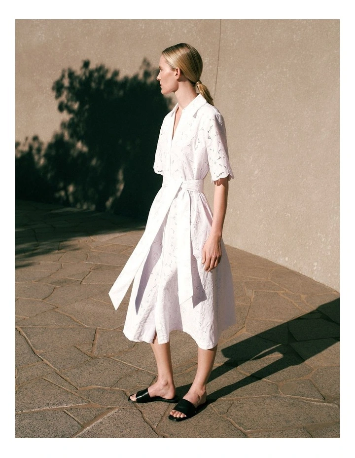 Peony Cutwork Dress in White image 2