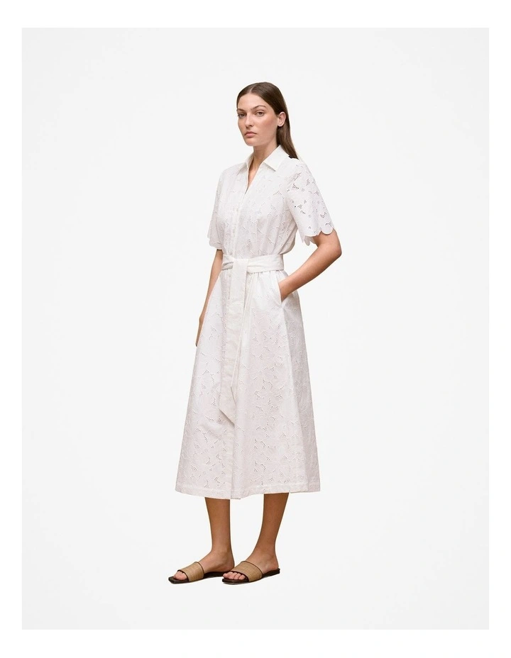 Peony Cutwork Dress in White image 3