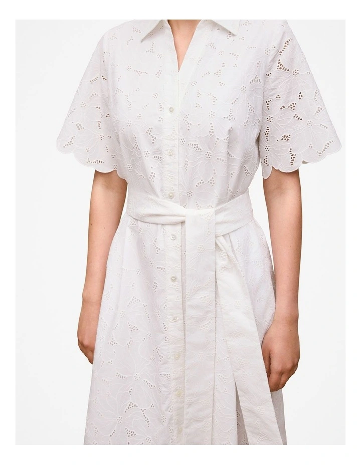 Peony Cutwork Dress in White image 4