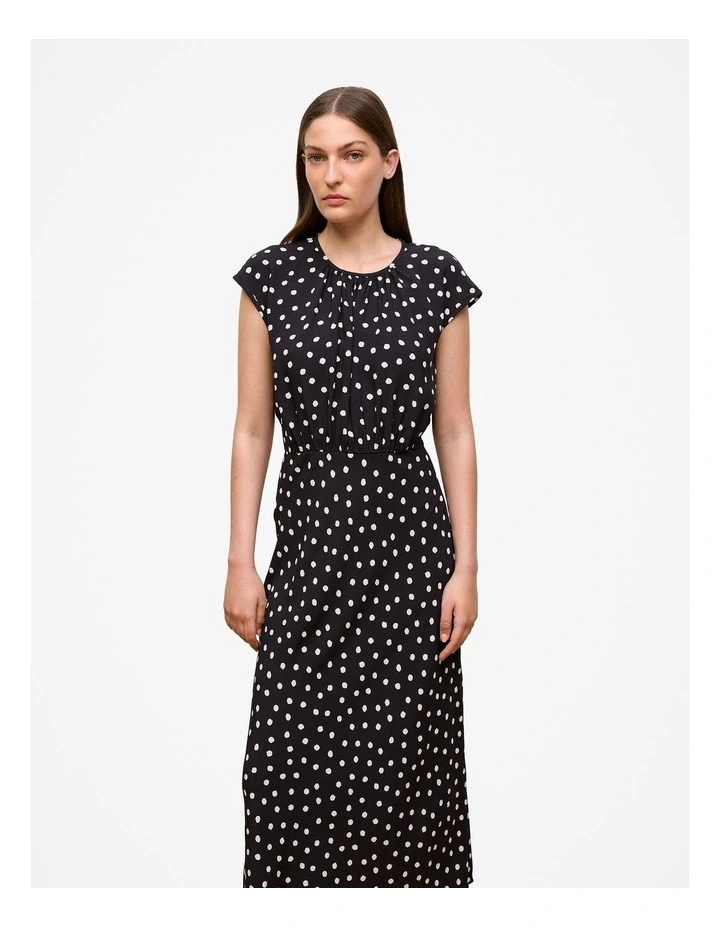 Spot Crepe Bias Cut Dress in Black image 1