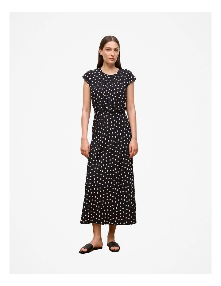Spot Crepe Bias Cut Dress in Black image 3