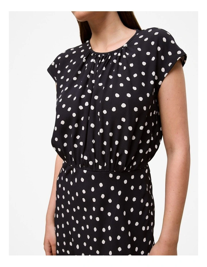 Spot Crepe Bias Cut Dress in Black image 4