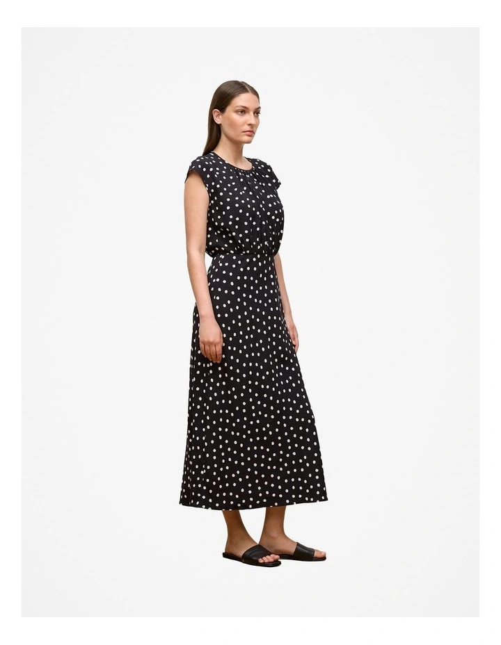 Spot Crepe Bias Cut Dress in Black image 5