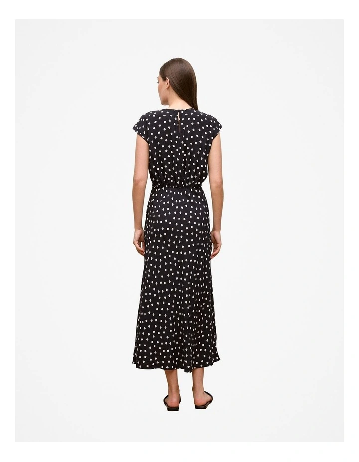 Spot Crepe Bias Cut Dress in Black image 6