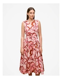 Peony Sateen Sleeveless Dress in Soft Pink