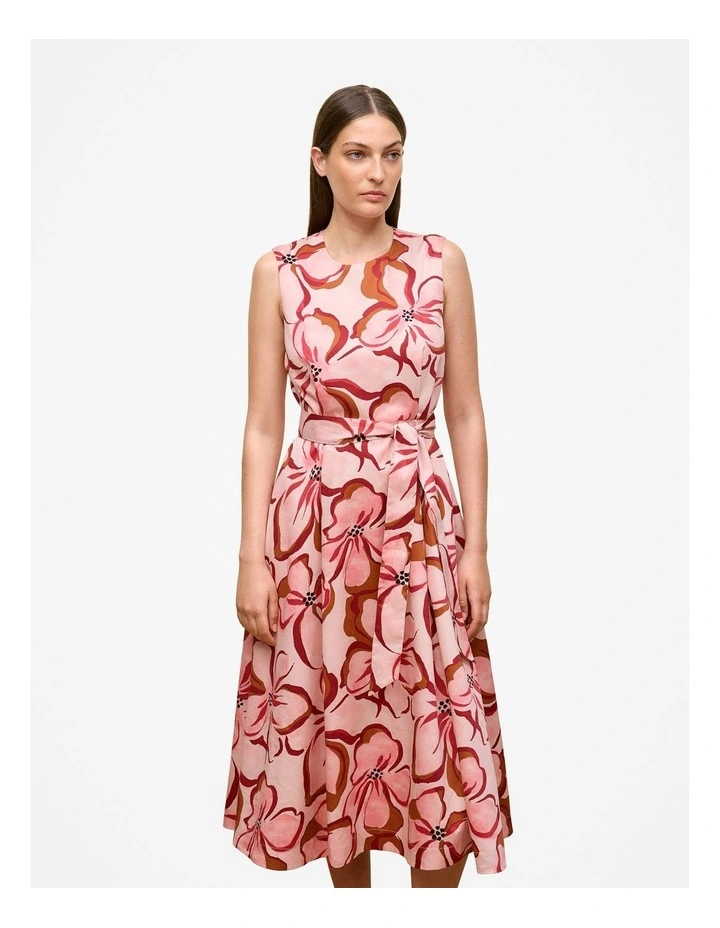 Peony Sateen Sleeveless Dress in Soft Pink image 1