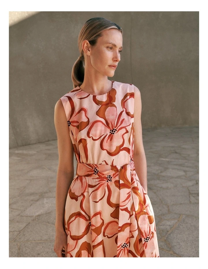 Peony Sateen Sleeveless Dress in Soft Pink image 2