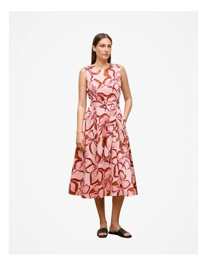 Peony Sateen Sleeveless Dress in Soft Pink image 3