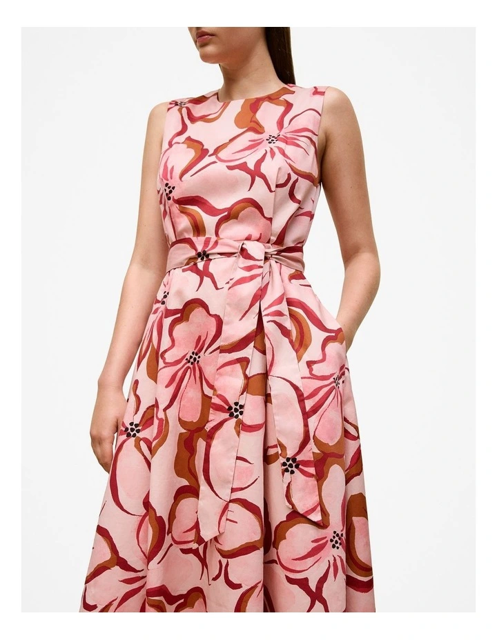 Peony Sateen Sleeveless Dress in Soft Pink image 4