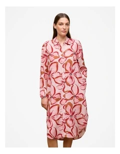 Peony Relaxed Shirt Dress in Soft Pink